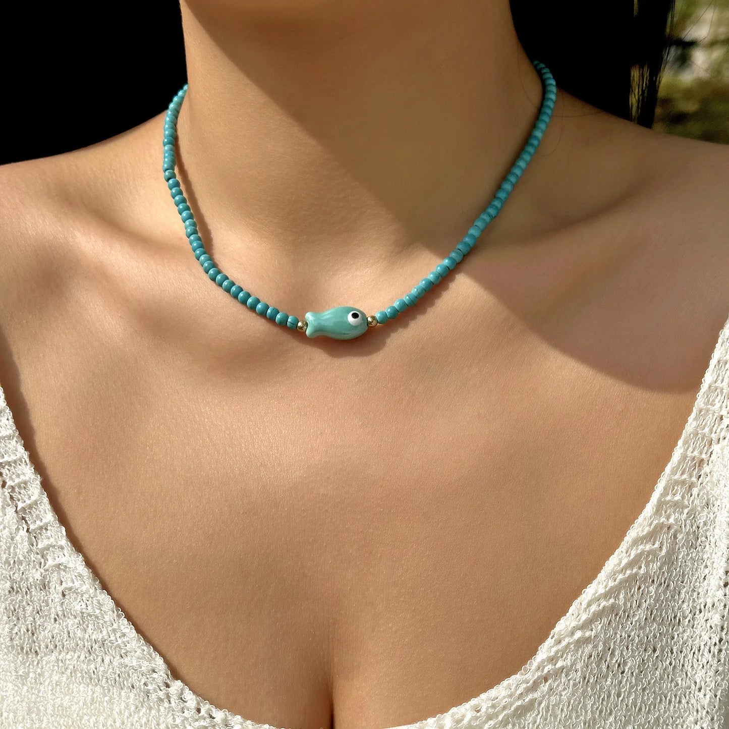 Bohemian Rice Beads Starfish Pendant Necklace for Women Handmade Imitation Pearl Colorful Beaded Choker Summer Beach Jewelry