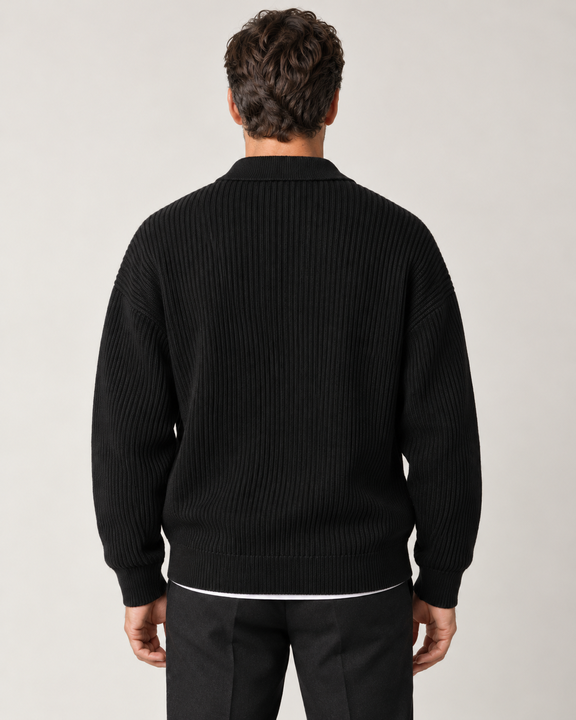 CASARELLE Milano Rib Cardigan – Black / Schwarz, Rückansicht