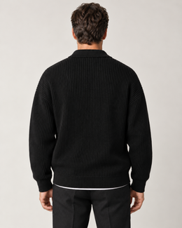 CASARELLE Milano Rib Cardigan – Black / Schwarz, Rückansicht