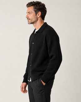 CASARELLE Milano Rib Cardigan – Black / Schwarz, Seitenansicht