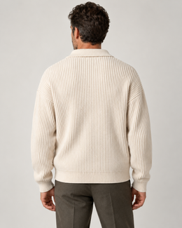 CASARELLE Milano Rib Cardigan – Apricot / Creme, Rückansicht
