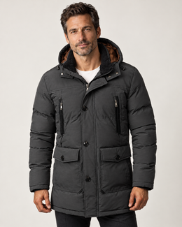 NORD Winterparka – Grey / Dunkelgrau – Vorderansicht am Model