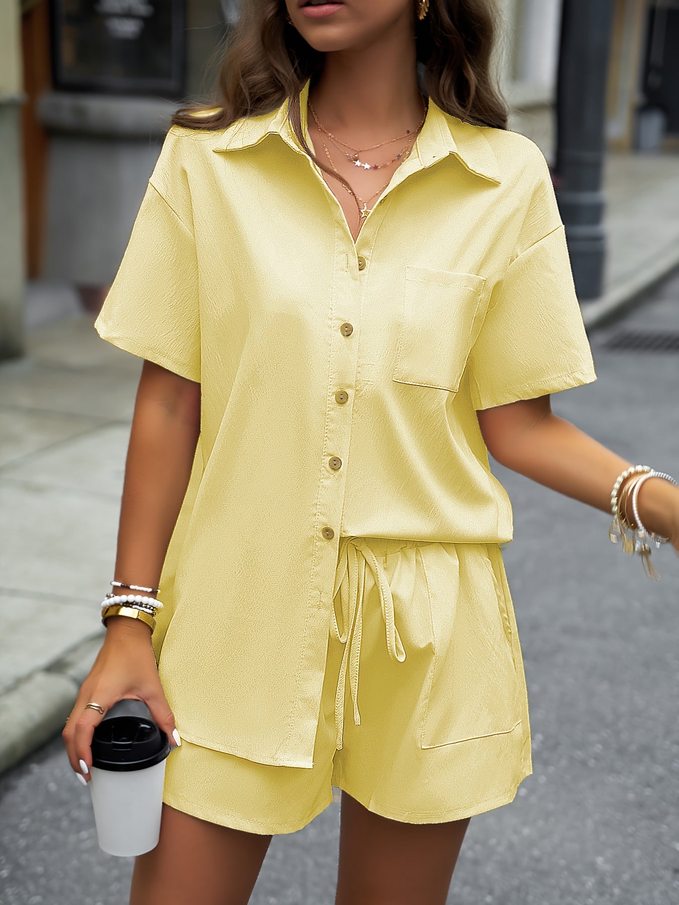 Elira  – Casual Set in Leinen-Optik