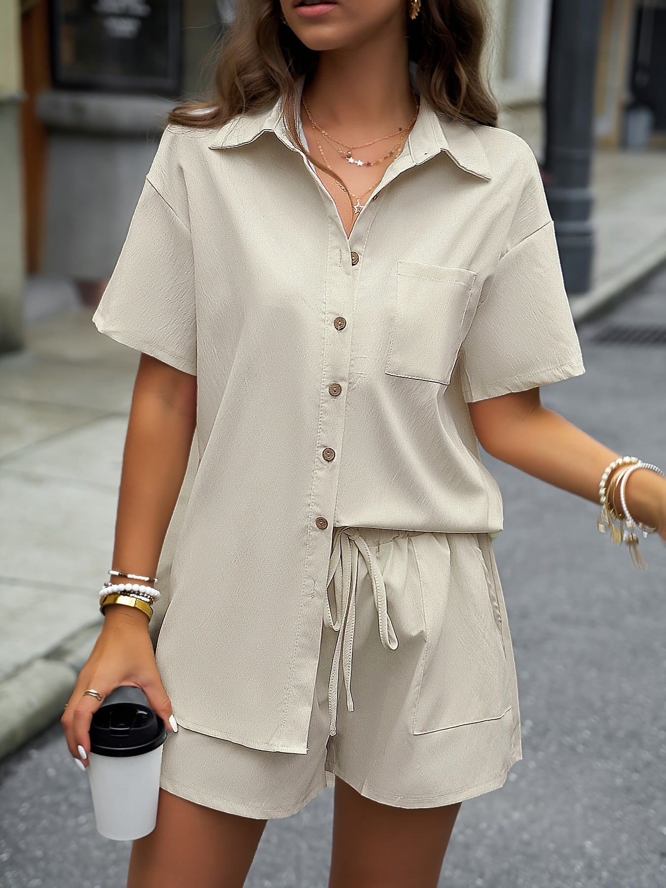 Elira  – Casual Set in Leinen-Optik